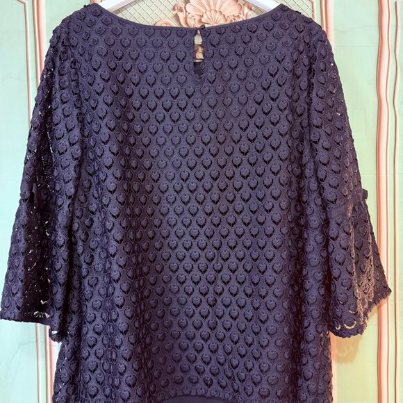 RSVP by Talbots Black Lace Eyelet Bell Sleeve Top 2X | Dressy Romantic Textured - Picture 4 of 4